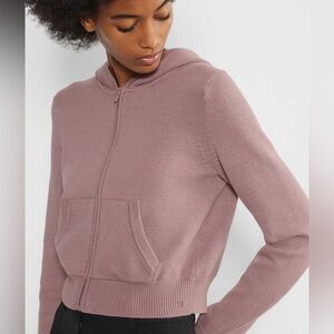 Aritzia Sunday Best Danes Dusty Rose Knit Zip-Up Hoodie Size S - Organic Cotton